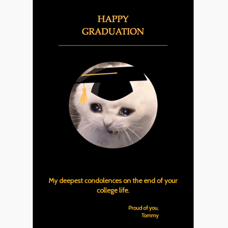 Happy Graduation Funny Crying Cat eCard
